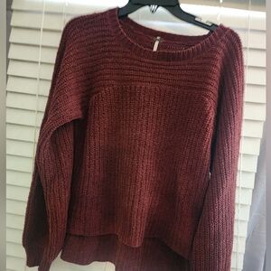 Free People Cozy Women's Sweater in Rich Burgundy